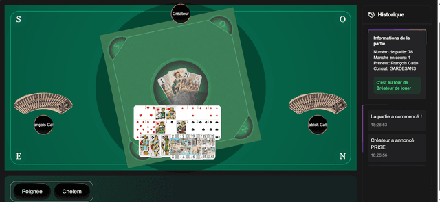 Jeu de tarot en ligne respectant les règles officielles